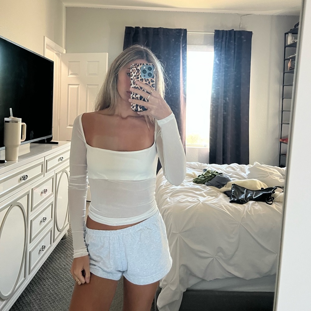 White mesh long sleeve